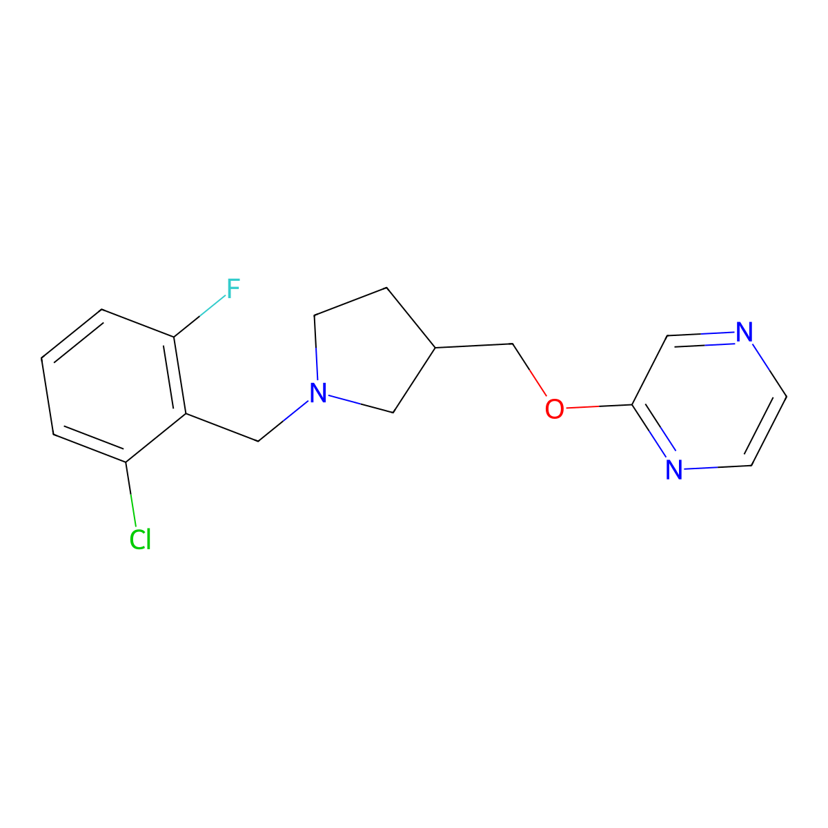 2-({1-[(2-Chloro-6-fluorophenyl)methyl]pyrrolidin-3-yl}methoxy)pyrazine molecular structure, CAS 2770612-69-4