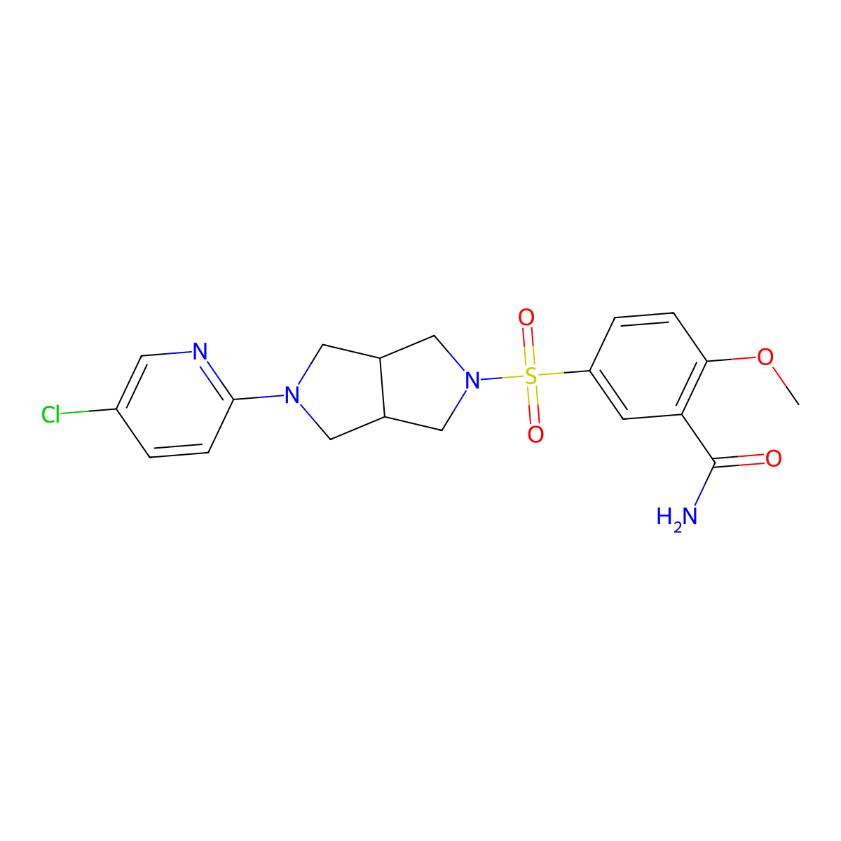 5-{[5-(5-Chloropyridin-2-yl)-octahydropyrrolo[3,4-c]pyrrol-2-yl]sulfonyl}-2-methoxybenzamide molecular structure, CAS 2770612-73-0