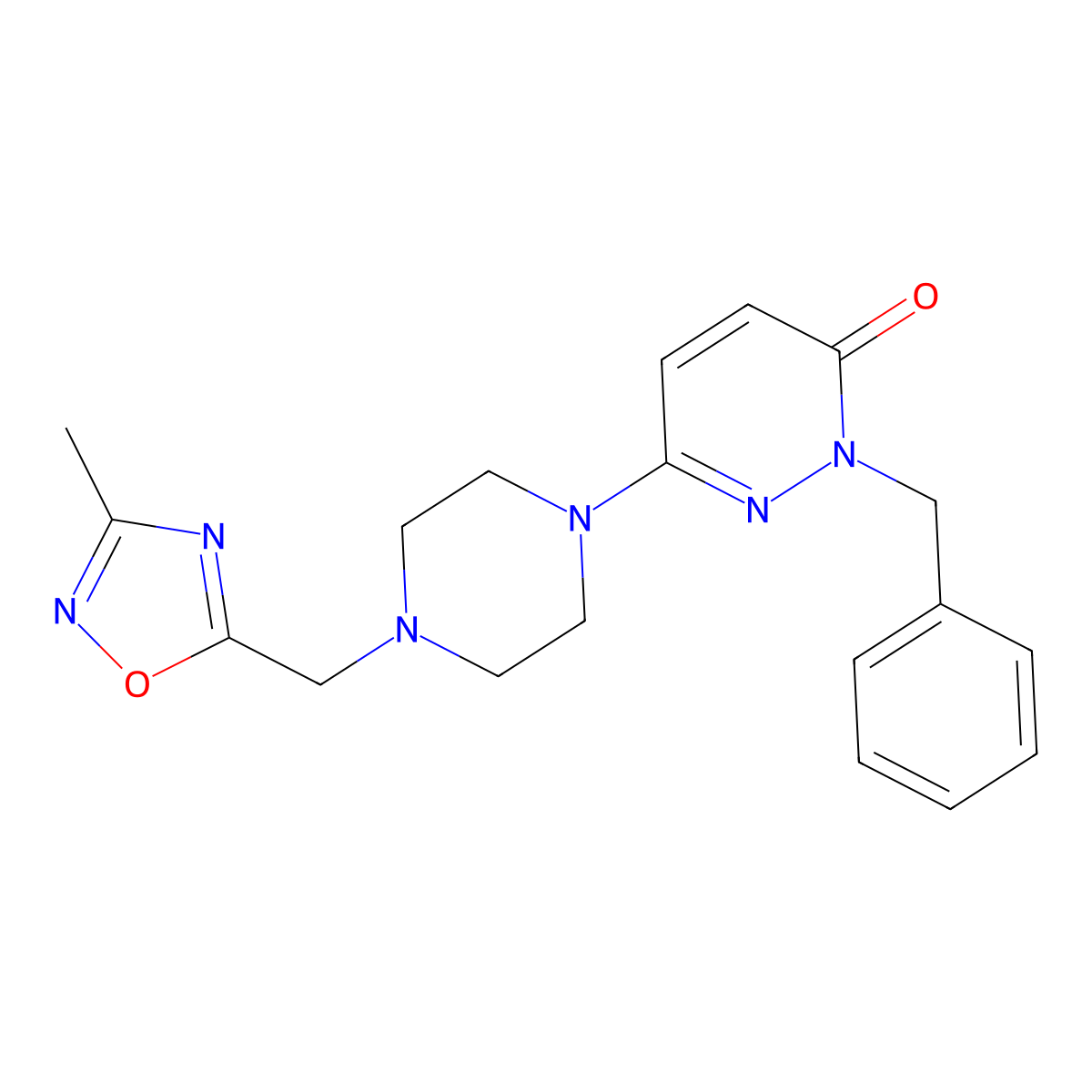 2-Benzyl-6-{4-[(3-methyl-1,2,4-oxadiazol-5-yl)methyl]piperazin-1-yl}-2,3-dihydropyridazin-3-one molecular structure, CAS 2770612-74-1