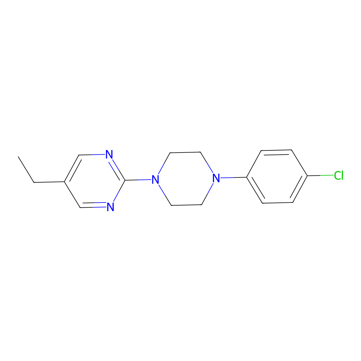 2-[4-(4-Chlorophenyl)piperazin-1-yl]-5-ethylpyrimidine molecular structure, CAS 2770612-79-6