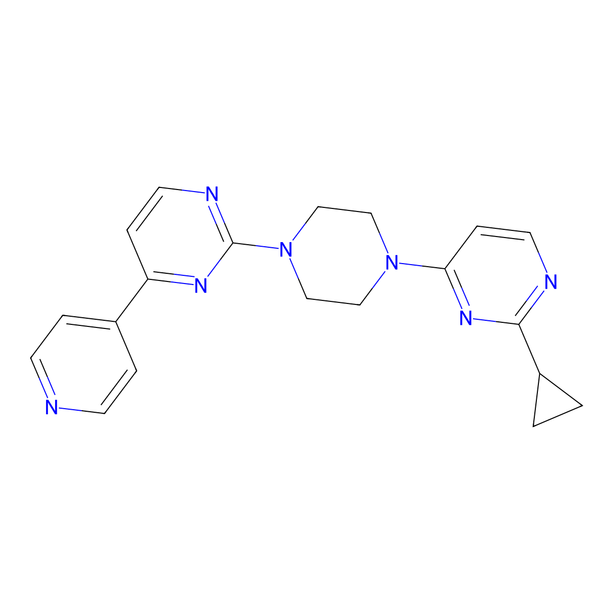 2-Cyclopropyl-4-{4-[4-(pyridin-4-yl)pyrimidin-2-yl]piperazin-1-yl}pyrimidine molecular structure, CAS 2770612-80-9