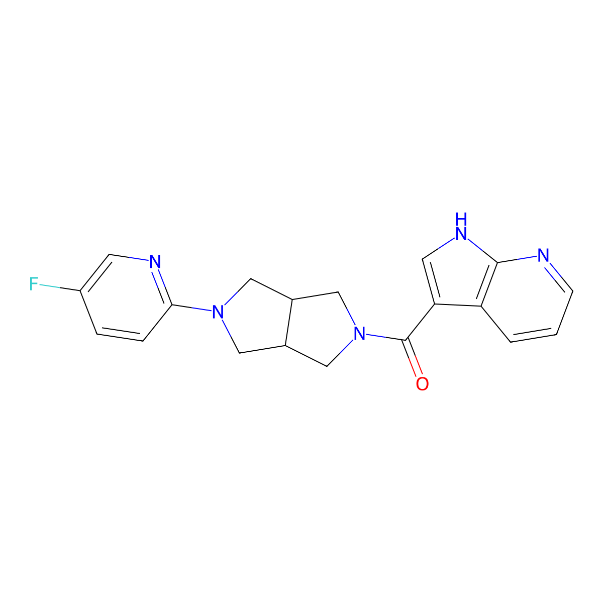 5-fluoro-2-(5-{1H-pyrrolo[2,3-b]pyridine-3-carbonyl}-octahydropyrrolo[3,4-c]pyrrol-2-yl)pyridine molecular structure, CAS 2770612-82-1