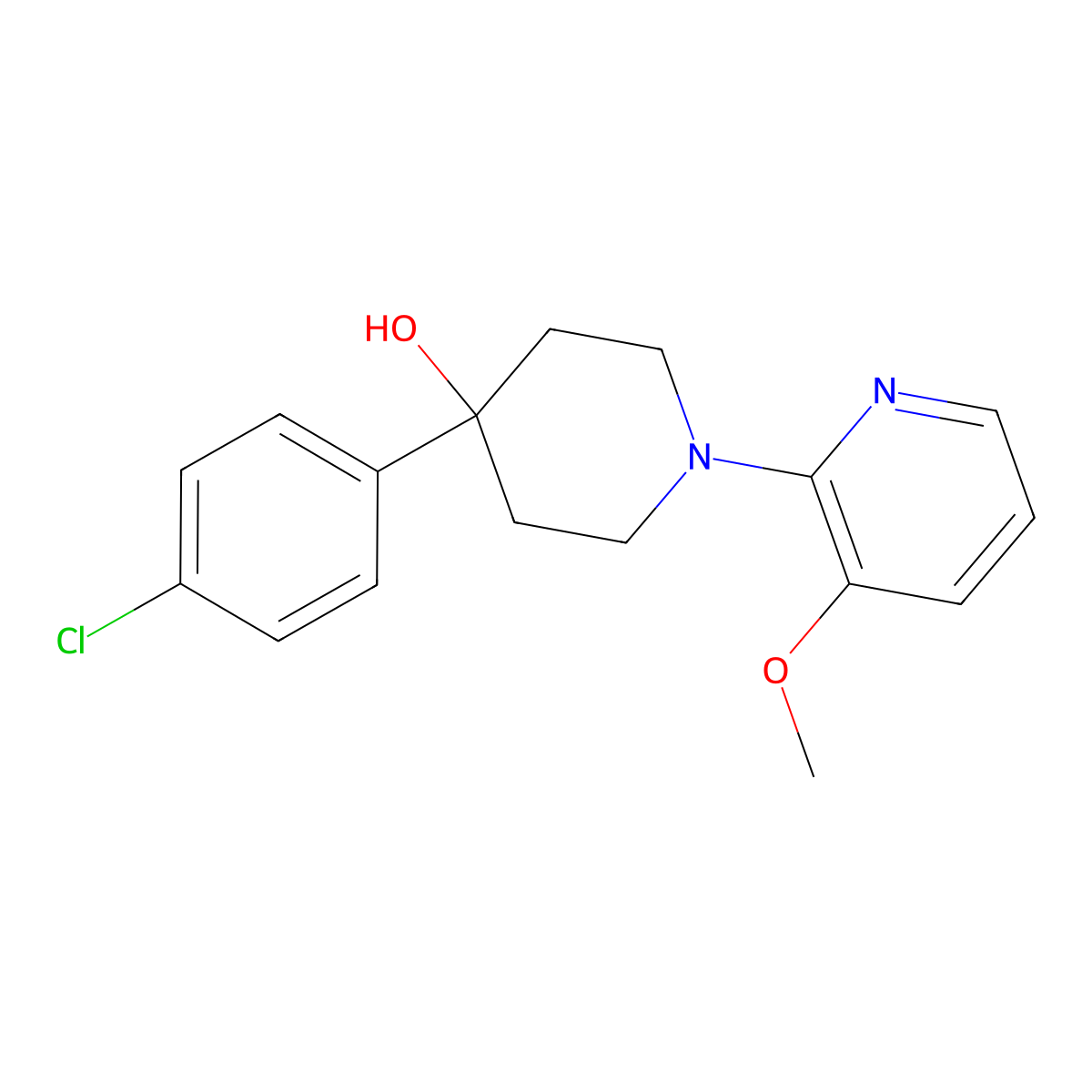 4-(4-Chlorophenyl)-1-(3-methoxypyridin-2-yl)piperidin-4-ol molecular structure, CAS 2770612-85-4