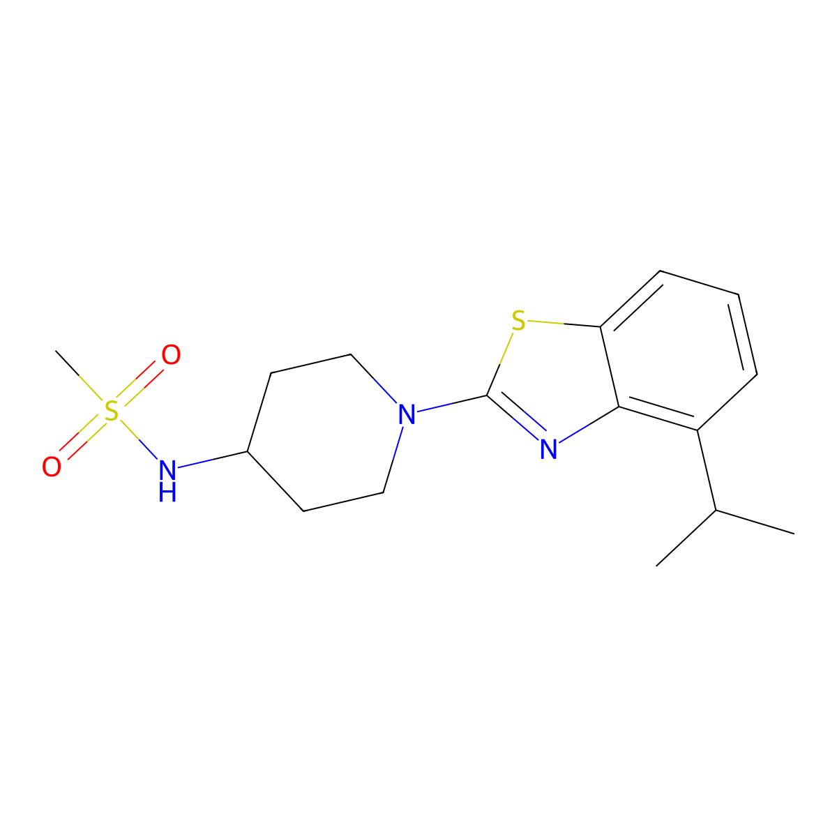 N-{1-[4-(propan-2-yl)-1,3-benzothiazol-2-yl]piperidin-4-yl}methanesulfonamide molecular structure, CAS 2770612-99-0
