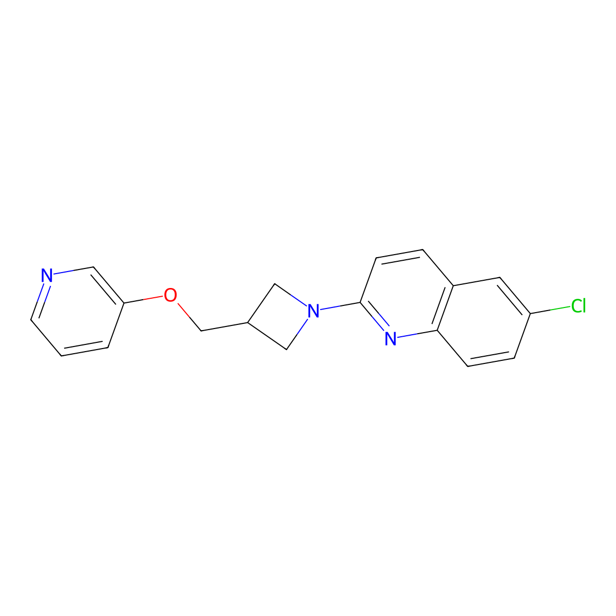 6-Chloro-2-{3-[(pyridin-3-yloxy)methyl]azetidin-1-yl}quinoline molecular structure, CAS 2770613-00-6