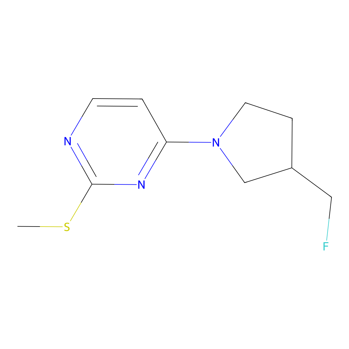 4-[3-(Fluoromethyl)pyrrolidin-1-yl]-2-(methylsulfanyl)pyrimidine molecular structure, CAS 2770613-01-7
