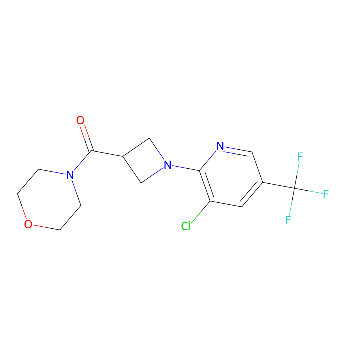 4-{1-[3-Chloro-5-(trifluoromethyl)pyridin-2-yl]azetidine-3-carbonyl}morpholine molecular structure, CAS 2770613-02-8