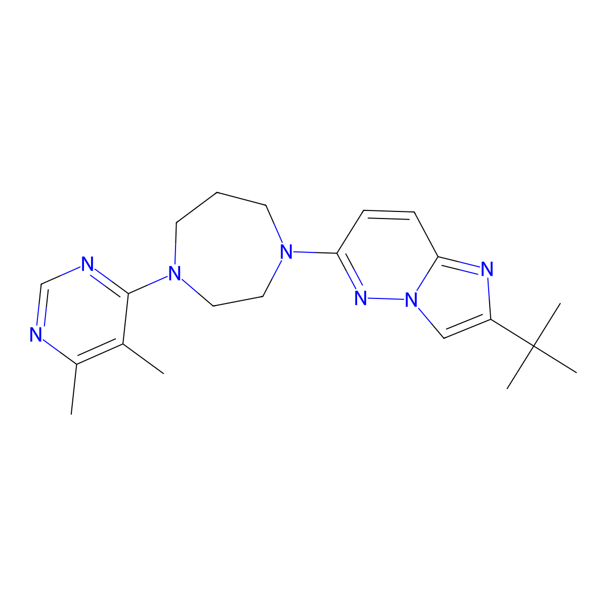 1-{2-Tert-butylimidazo[1,2-b]pyridazin-6-yl}-4-(5,6-dimethylpyrimidin-4-yl)-1,4-diazepane molecular structure, CAS 2770613-09-5