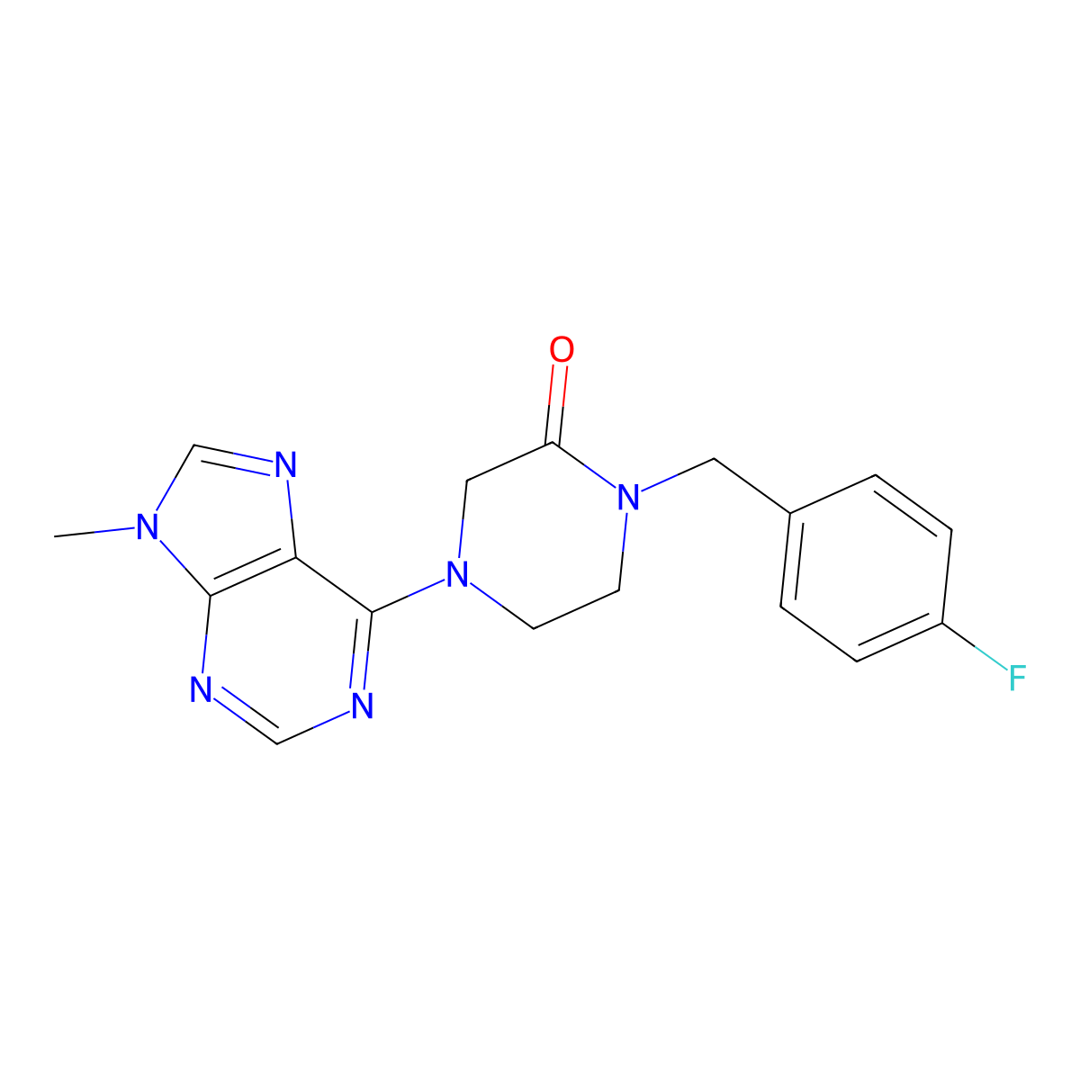 1-[(4-fluorophenyl)methyl]-4-(9-methyl-9H-purin-6-yl)piperazin-2-one molecular structure, CAS 2770613-12-0