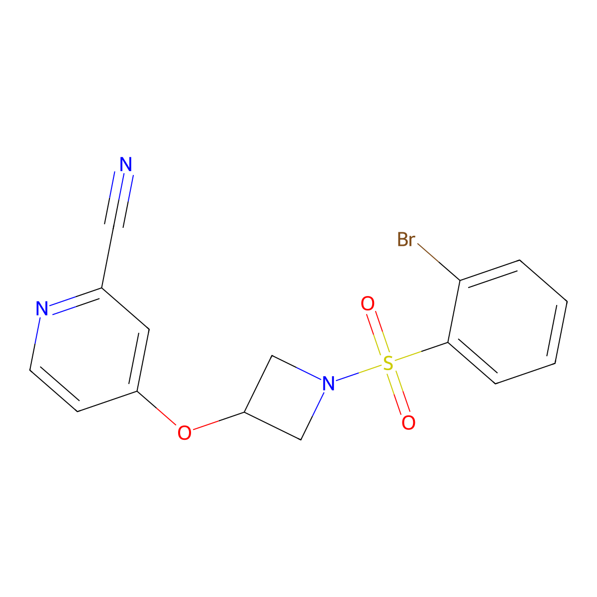 4-{[1-(2-Bromobenzenesulfonyl)azetidin-3-yl]oxy}pyridine-2-carbonitrile molecular structure, CAS 2770613-14-2