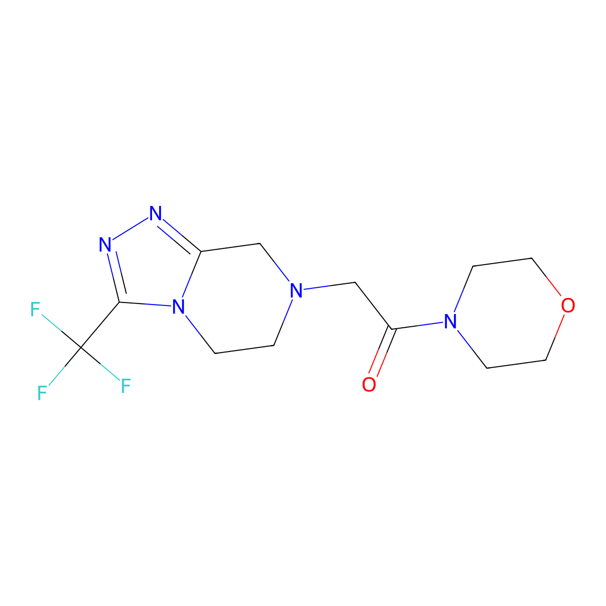 1-(morpholin-4-yl)-2-[3-(trifluoromethyl)-5H,6H,7H,8H-[1,2,4]triazolo[4,3-a]pyrazin-7-yl]ethan-1-one molecular structure, CAS 2770613-18-6