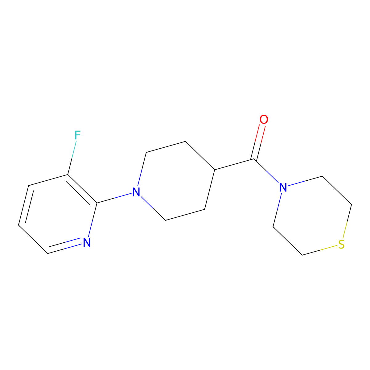 4-[1-(3-Fluoropyridin-2-yl)piperidine-4-carbonyl]thiomorpholine molecular structure, CAS 2770613-34-6