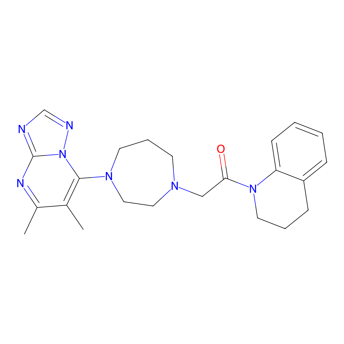 2-(4-{5,6-Dimethyl-[1,2,4]triazolo[1,5-a]pyrimidin-7-yl}-1,4-diazepan-1-yl)-1-(1,2,3,4-tetrahydroquinolin-1-yl)ethan-1-one molecular structure, CAS 2770613-35-7