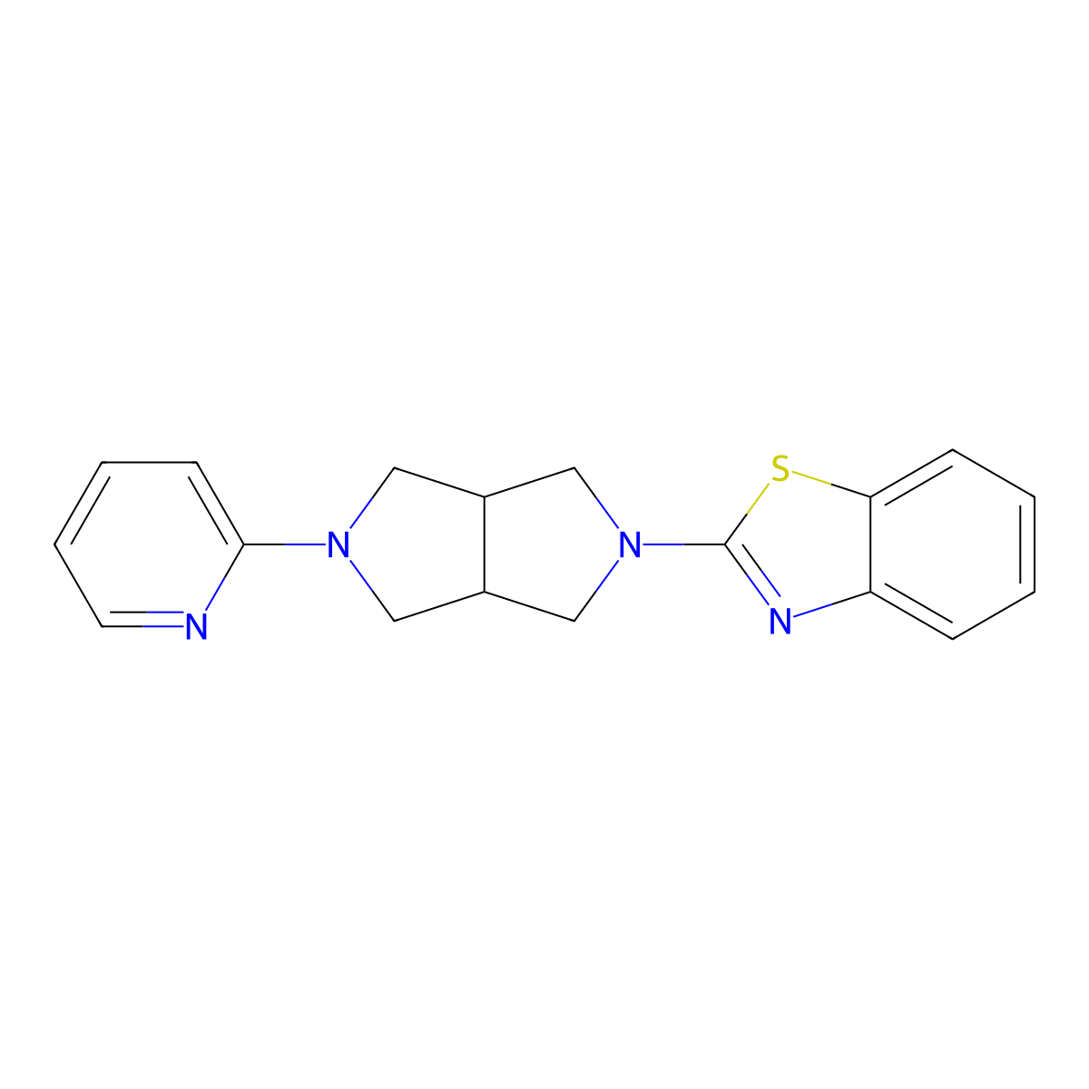 2-[5-(Pyridin-2-yl)-octahydropyrrolo[3,4-c]pyrrol-2-yl]-1,3-benzothiazole molecular structure, CAS 2770613-43-7