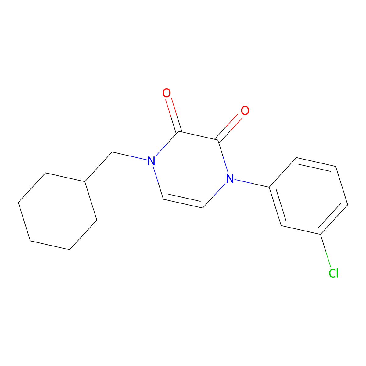 1-(3-Chlorophenyl)-4-(cyclohexylmethyl)-1,2,3,4-tetrahydropyrazine-2,3-dione molecular structure, CAS 2770613-44-8