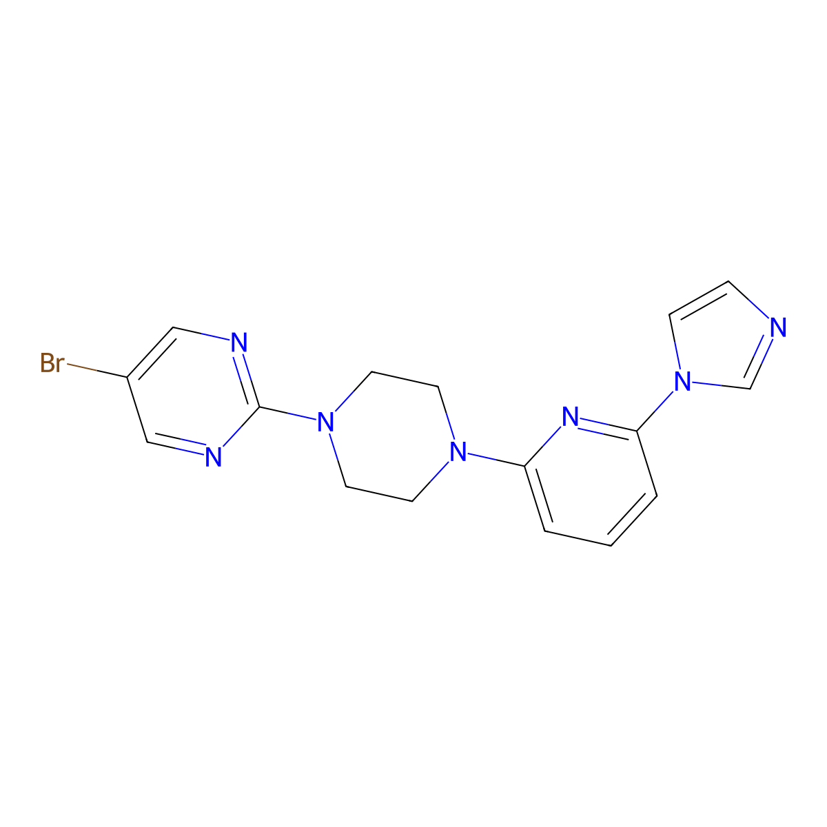 5-bromo-2-{4-[6-(1H-imidazol-1-yl)pyridin-2-yl]piperazin-1-yl}pyrimidine molecular structure, CAS 2770613-60-8