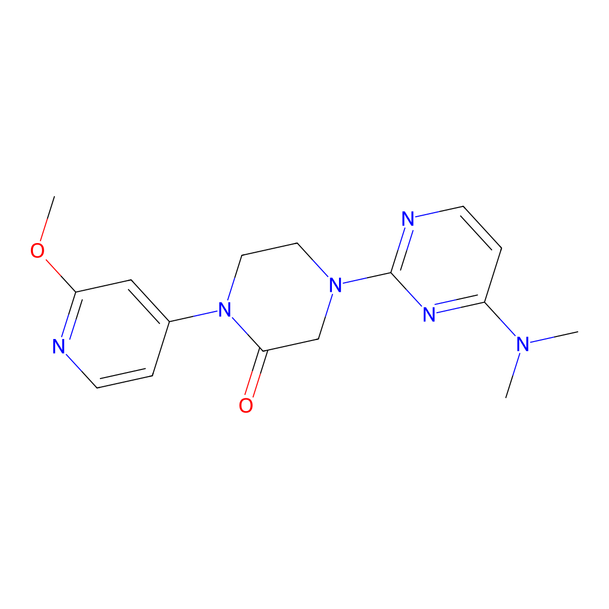 4-[4-(Dimethylamino)pyrimidin-2-yl]-1-(2-methoxypyridin-4-yl)piperazin-2-one molecular structure, CAS 2770613-66-4