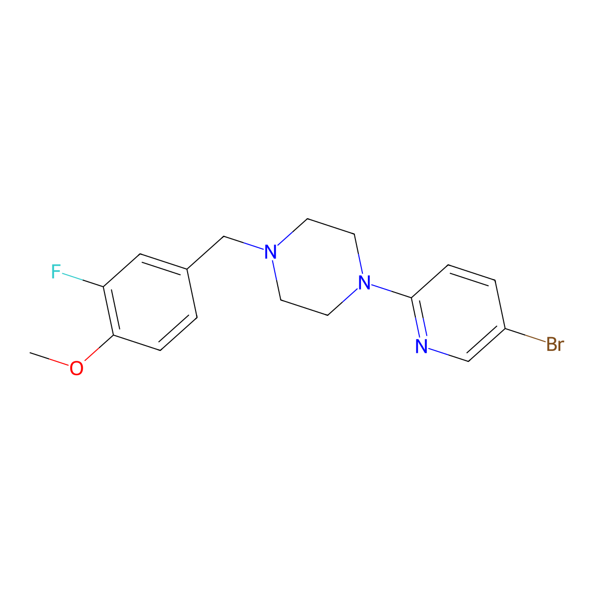 1-(5-Bromopyridin-2-yl)-4-[(3-fluoro-4-methoxyphenyl)methyl]piperazine molecular structure, CAS 2770613-67-5