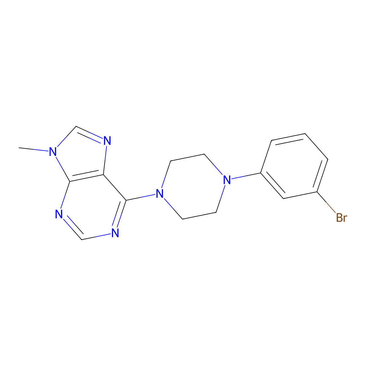 6-[4-(3-bromophenyl)piperazin-1-yl]-9-methyl-9H-purine molecular structure, CAS 2770613-69-7