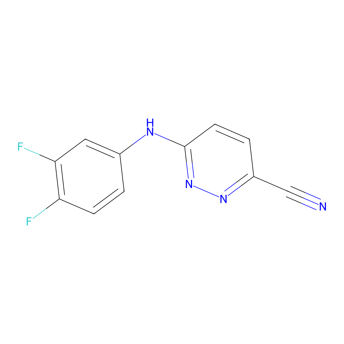 6-[(3,4-Difluorophenyl)amino]pyridazine-3-carbonitrile molecular structure, CAS 2770613-73-3