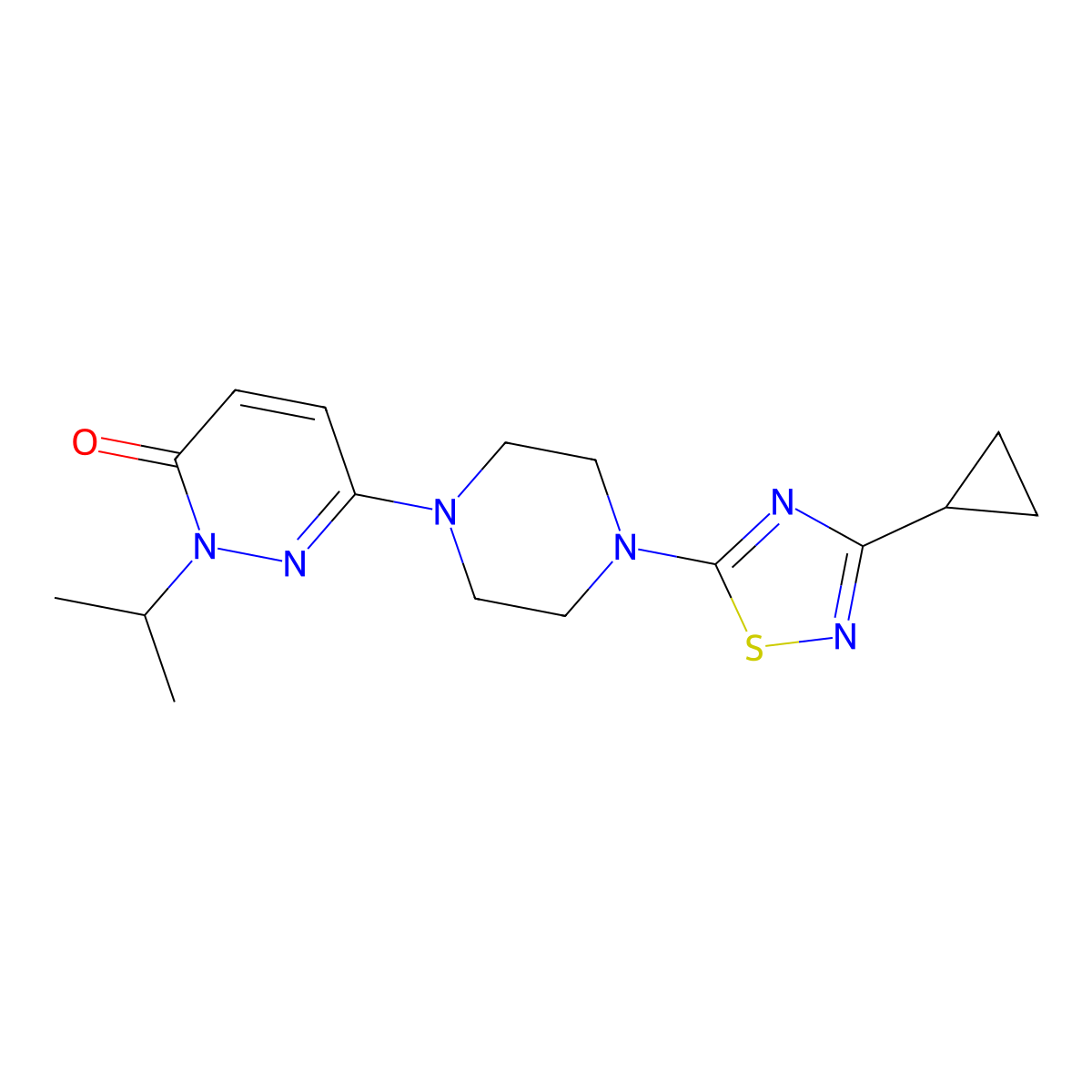 6-[4-(3-Cyclopropyl-1,2,4-thiadiazol-5-yl)piperazin-1-yl]-2-(propan-2-yl)-2,3-dihydropyridazin-3-one molecular structure, CAS 2770613-74-4