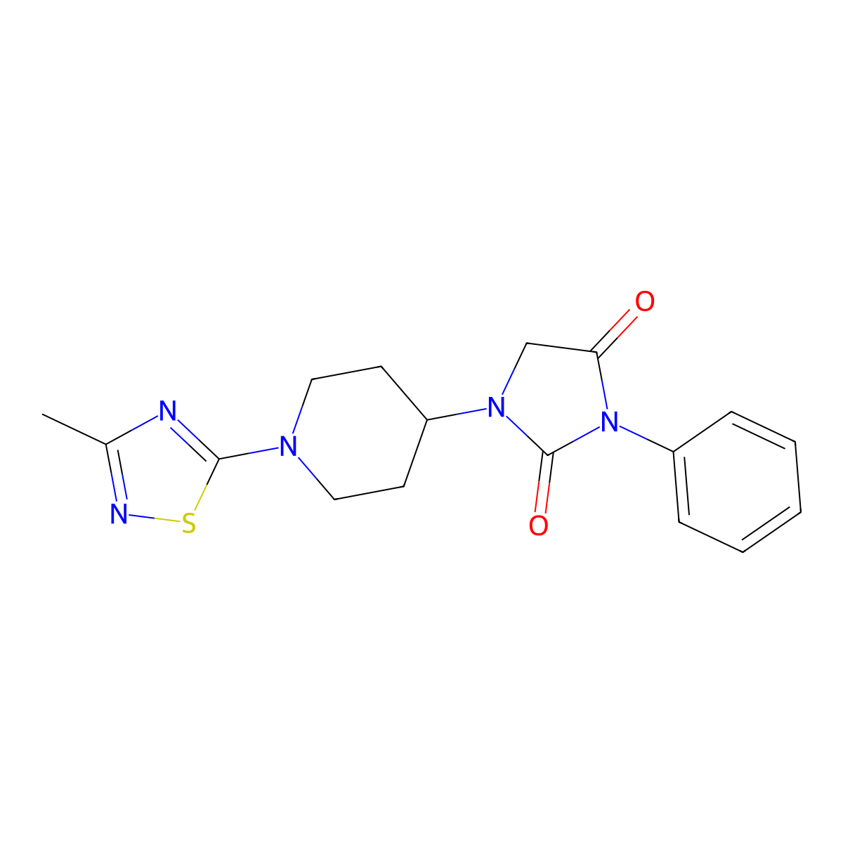 1-[1-(3-Methyl-1,2,4-thiadiazol-5-yl)piperidin-4-yl]-3-phenylimidazolidine-2,4-dione molecular structure, CAS 2770613-76-6