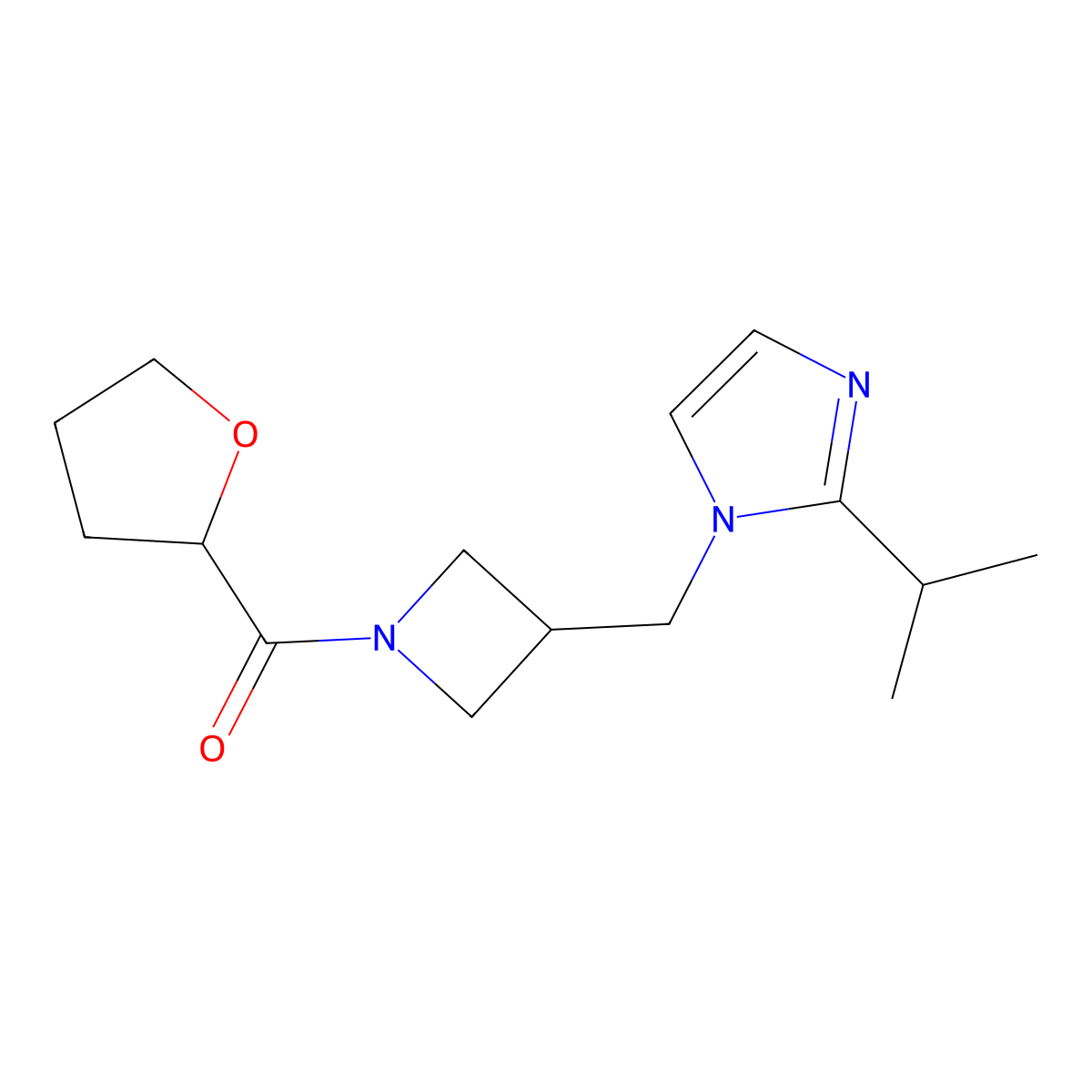 1-{[1-(oxolane-2-carbonyl)azetidin-3-yl]methyl}-2-(propan-2-yl)-1H-imidazole molecular structure, CAS 2770613-83-5