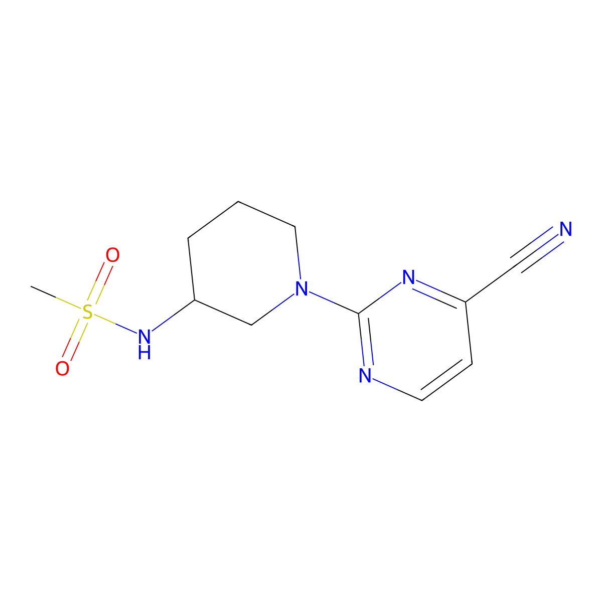 N-[1-(4-cyanopyrimidin-2-yl)piperidin-3-yl]methanesulfonamide molecular structure, CAS 2770613-85-7