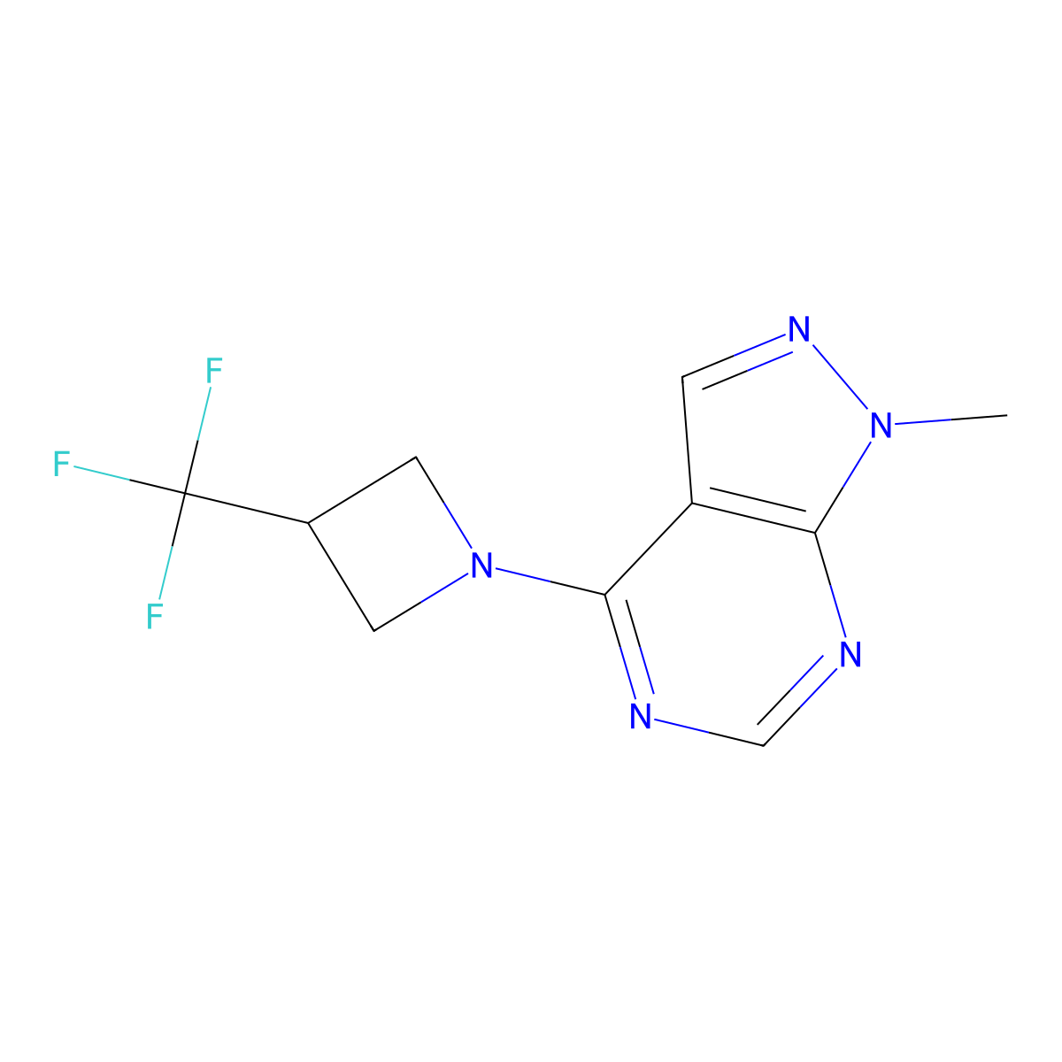 1-{1-methyl-1H-pyrazolo[3,4-d]pyrimidin-4-yl}-3-(trifluoromethyl)azetidine molecular structure, CAS 2770613-90-4