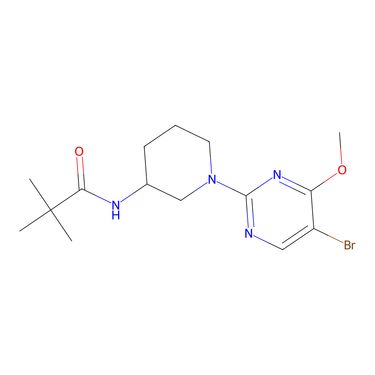 N-[1-(5-bromo-4-methoxypyrimidin-2-yl)piperidin-3-yl]-2,2-dimethylpropanamide molecular structure, CAS 2770614-07-6