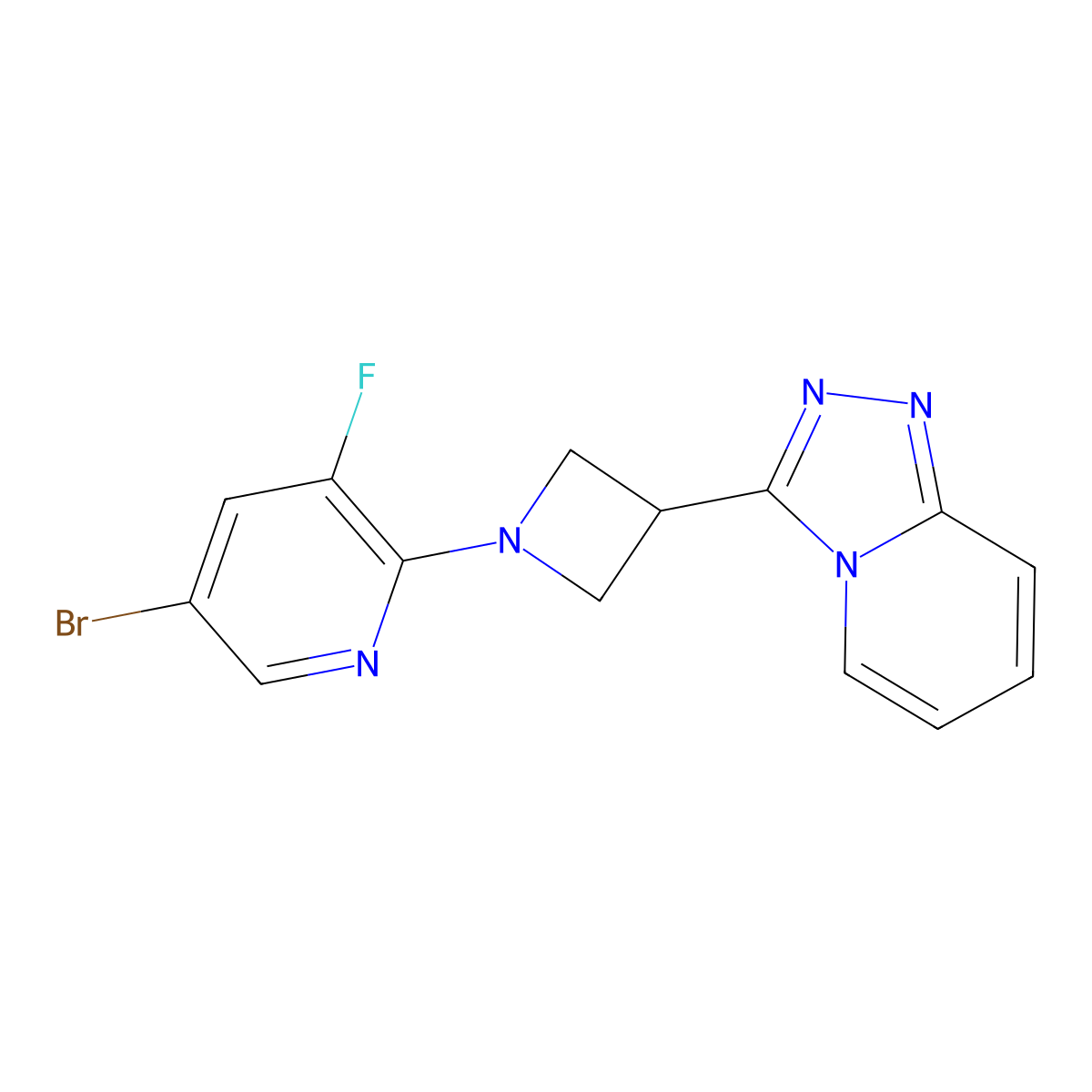 5-Bromo-3-fluoro-2-(3-{[1,2,4]triazolo[4,3-a]pyridin-3-yl}azetidin-1-yl)pyridine molecular structure, CAS 2770614-16-7