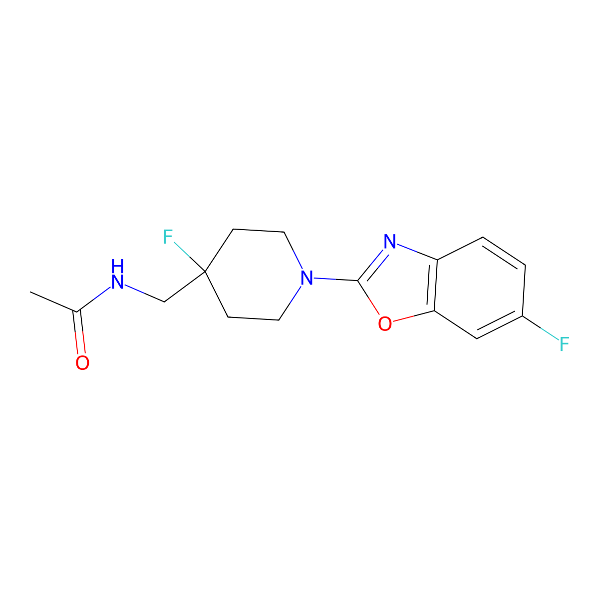 N-{[4-fluoro-1-(6-fluoro-1,3-benzoxazol-2-yl)piperidin-4-yl]methyl}acetamide molecular structure, CAS 2770614-29-2