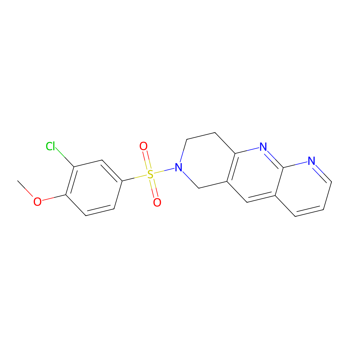 7-(3-chloro-4-methoxybenzenesulfonyl)-6H,7H,8H,9H-pyrido[2,3-b]1,6-naphthyridine molecular structure, CAS 2770614-33-8