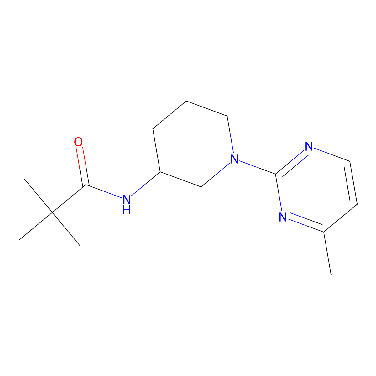 2,2-dimethyl-N-[1-(4-methylpyrimidin-2-yl)piperidin-3-yl]propanamide molecular structure, CAS 2770614-35-0