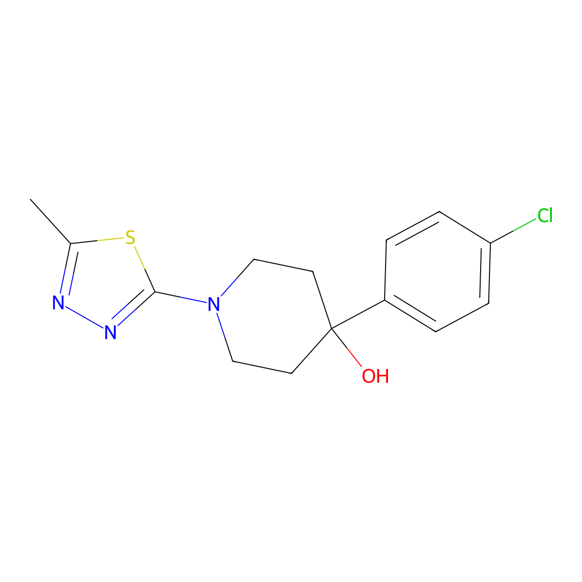 4-(4-Chlorophenyl)-1-(5-methyl-1,3,4-thiadiazol-2-yl)piperidin-4-ol molecular structure, CAS 2770614-43-0