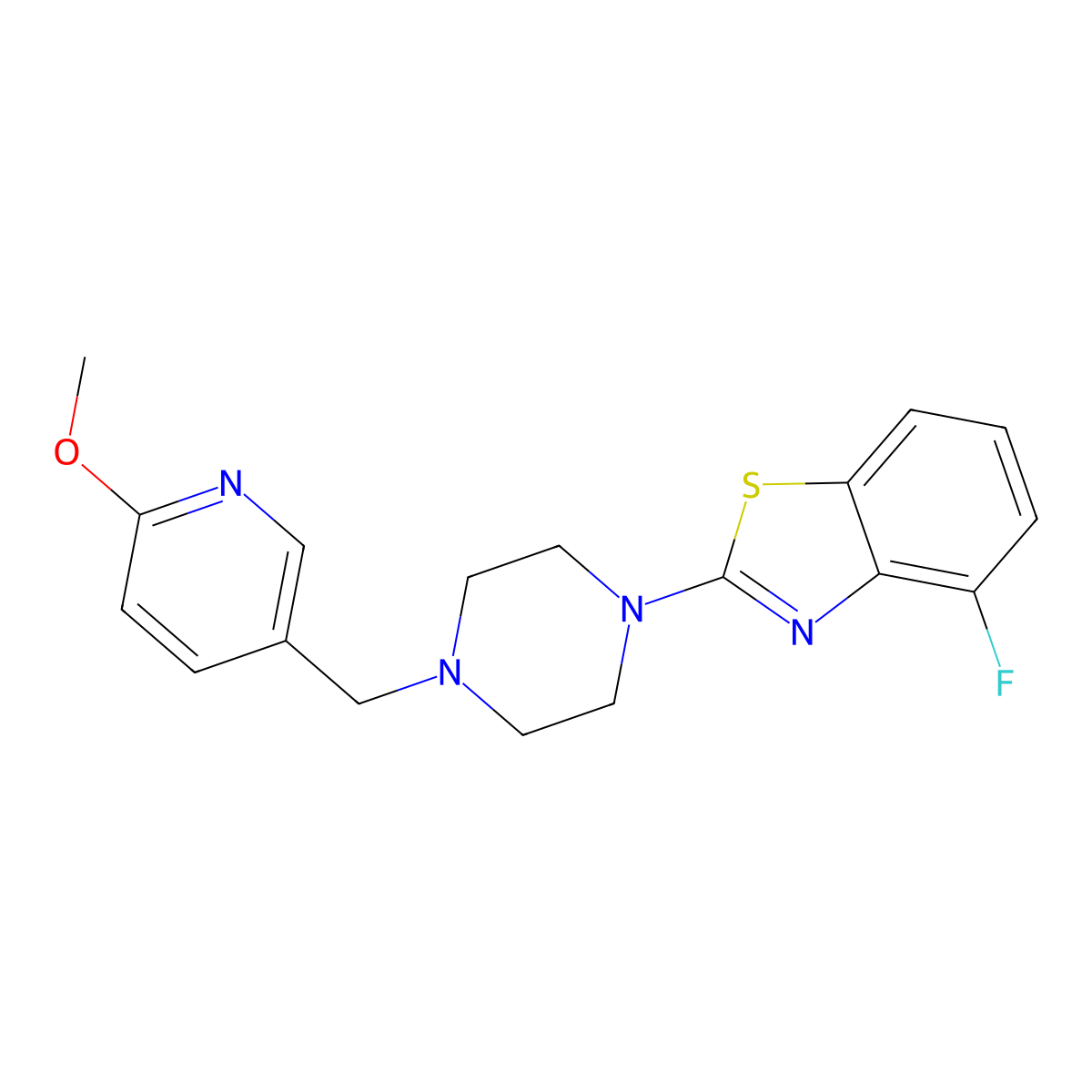 4-Fluoro-2-{4-[(6-methoxypyridin-3-yl)methyl]piperazin-1-yl}-1,3-benzothiazole molecular structure, CAS 2770614-44-1