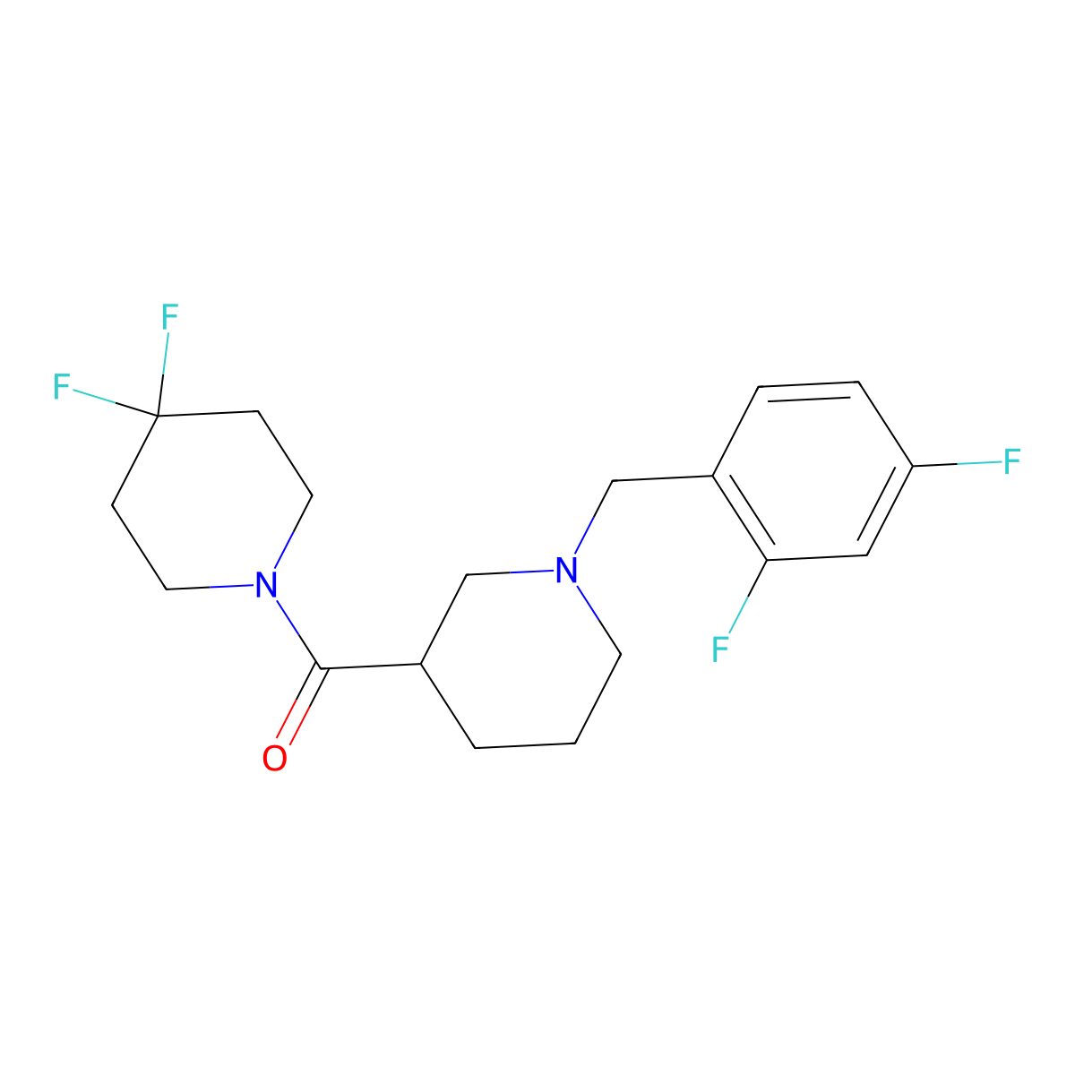 1-{1-[(2,4-Difluorophenyl)methyl]piperidine-3-carbonyl}-4,4-difluoropiperidine molecular structure, CAS 2770614-46-3