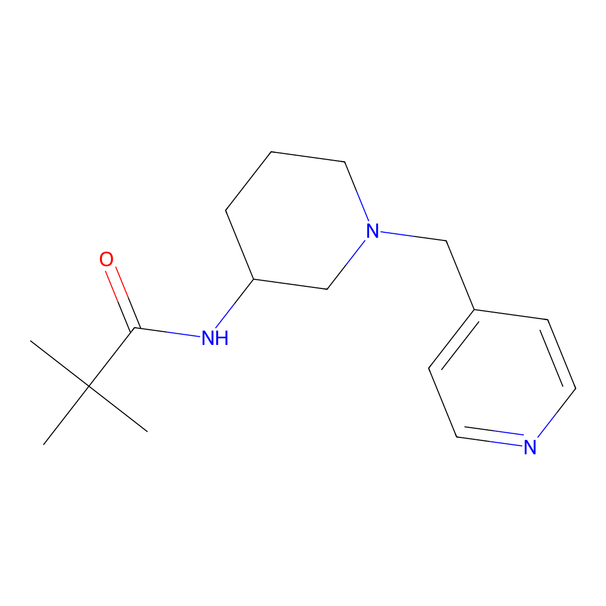 2,2-dimethyl-N-{1-[(pyridin-4-yl)methyl]piperidin-3-yl}propanamide molecular structure, CAS 2770614-47-4