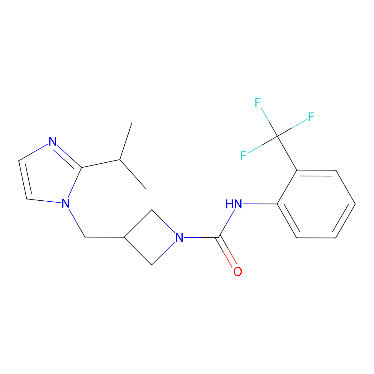3-{[2-(propan-2-yl)-1H-imidazol-1-yl]methyl}-N-[2-(trifluoromethyl)phenyl]azetidine-1-carboxamide molecular structure, CAS 2770614-61-2