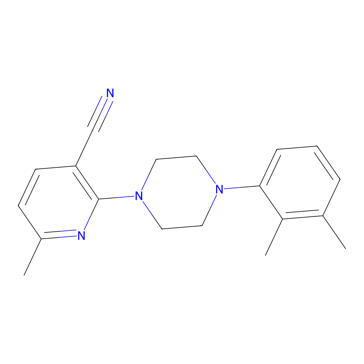 2-[4-(2,3-Dimethylphenyl)piperazin-1-yl]-6-methylpyridine-3-carbonitrile molecular structure, CAS 2770614-62-3