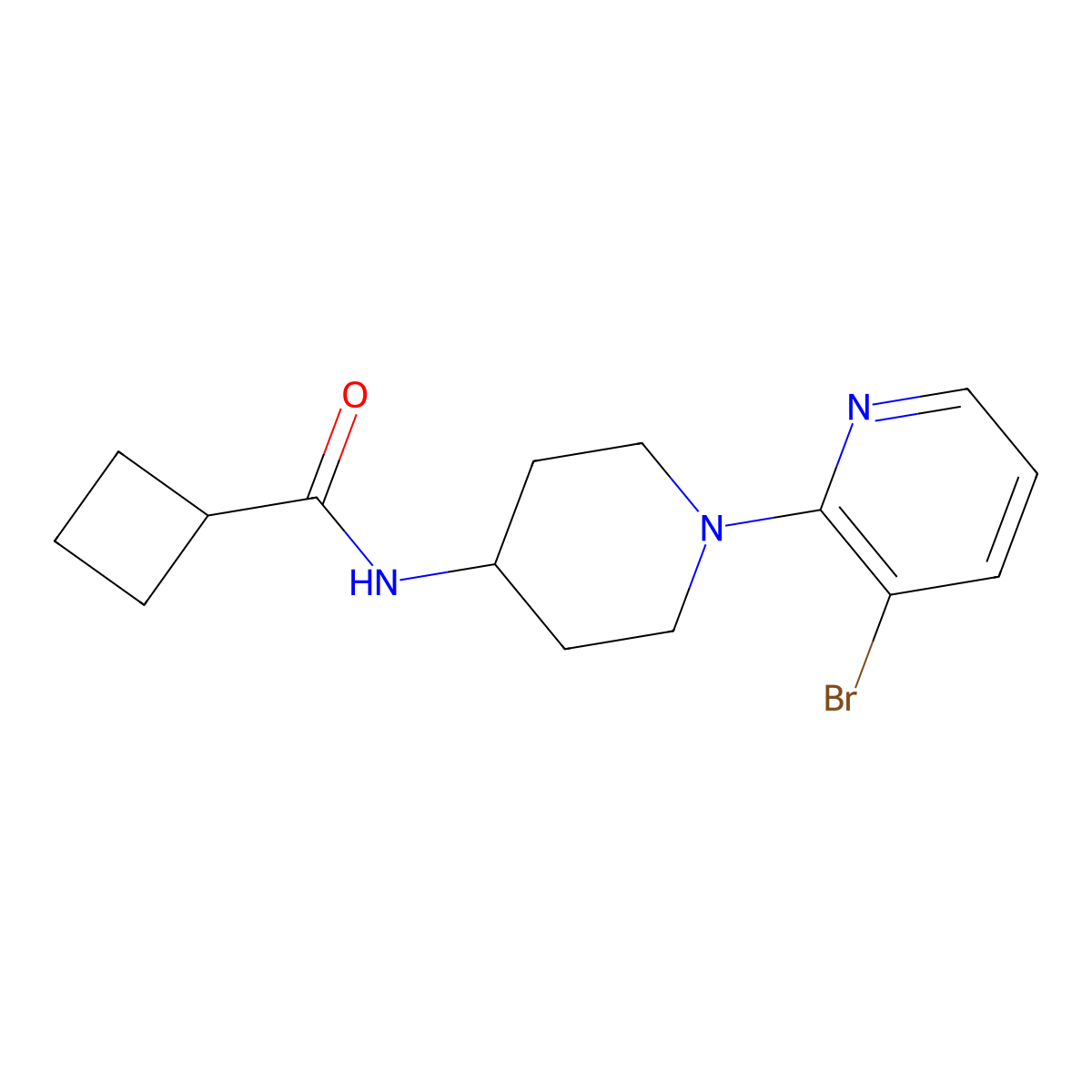 N-[1-(3-bromopyridin-2-yl)piperidin-4-yl]cyclobutanecarboxamide molecular structure, CAS 2770614-66-7