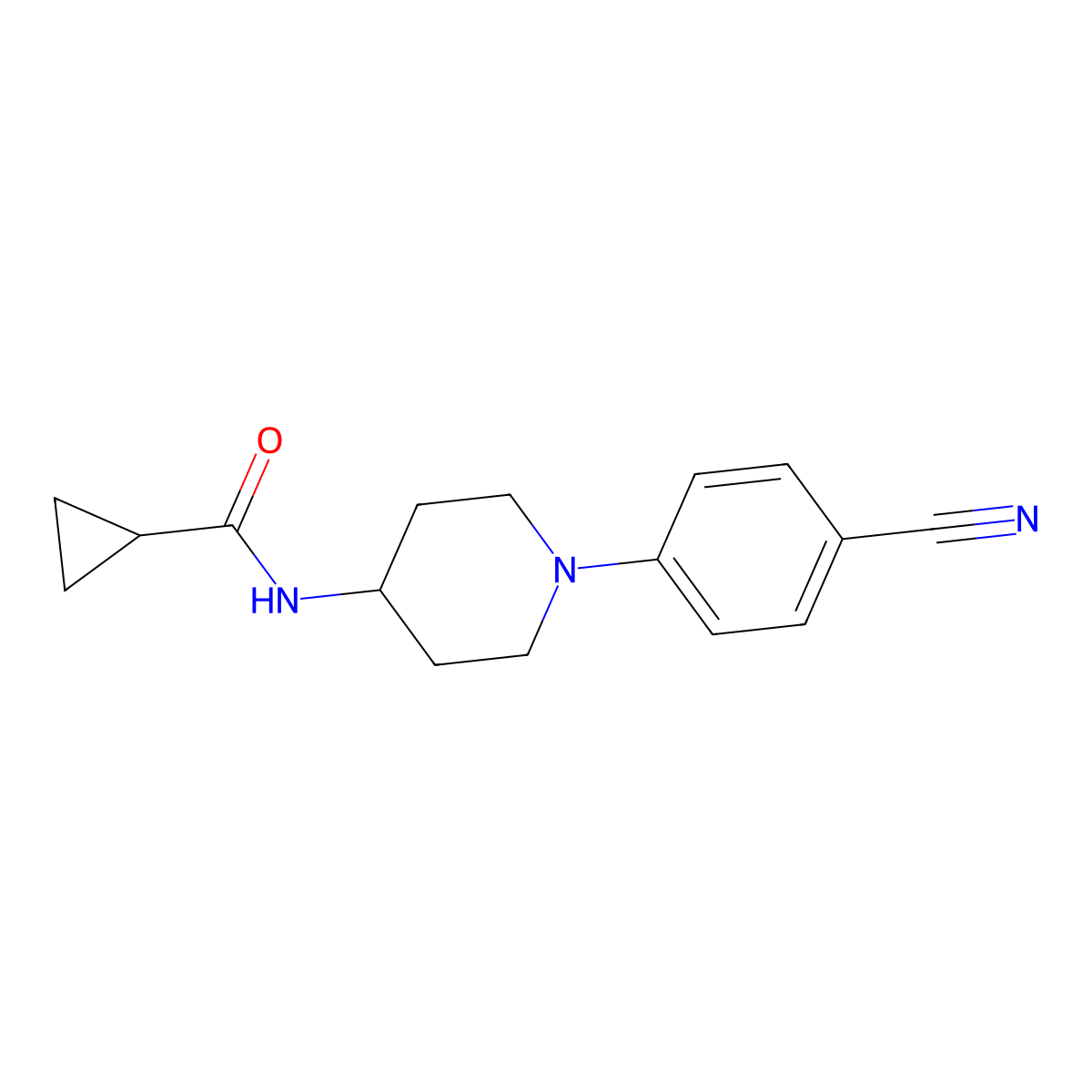 N-[1-(4-cyanophenyl)piperidin-4-yl]cyclopropanecarboxamide molecular structure, CAS 2770614-69-0