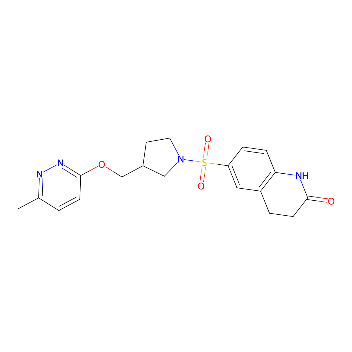 6-[(3-{[(6-Methylpyridazin-3-yl)oxy]methyl}pyrrolidin-1-yl)sulfonyl]-1,2,3,4-tetrahydroquinolin-2-one molecular structure, CAS 2770614-70-3