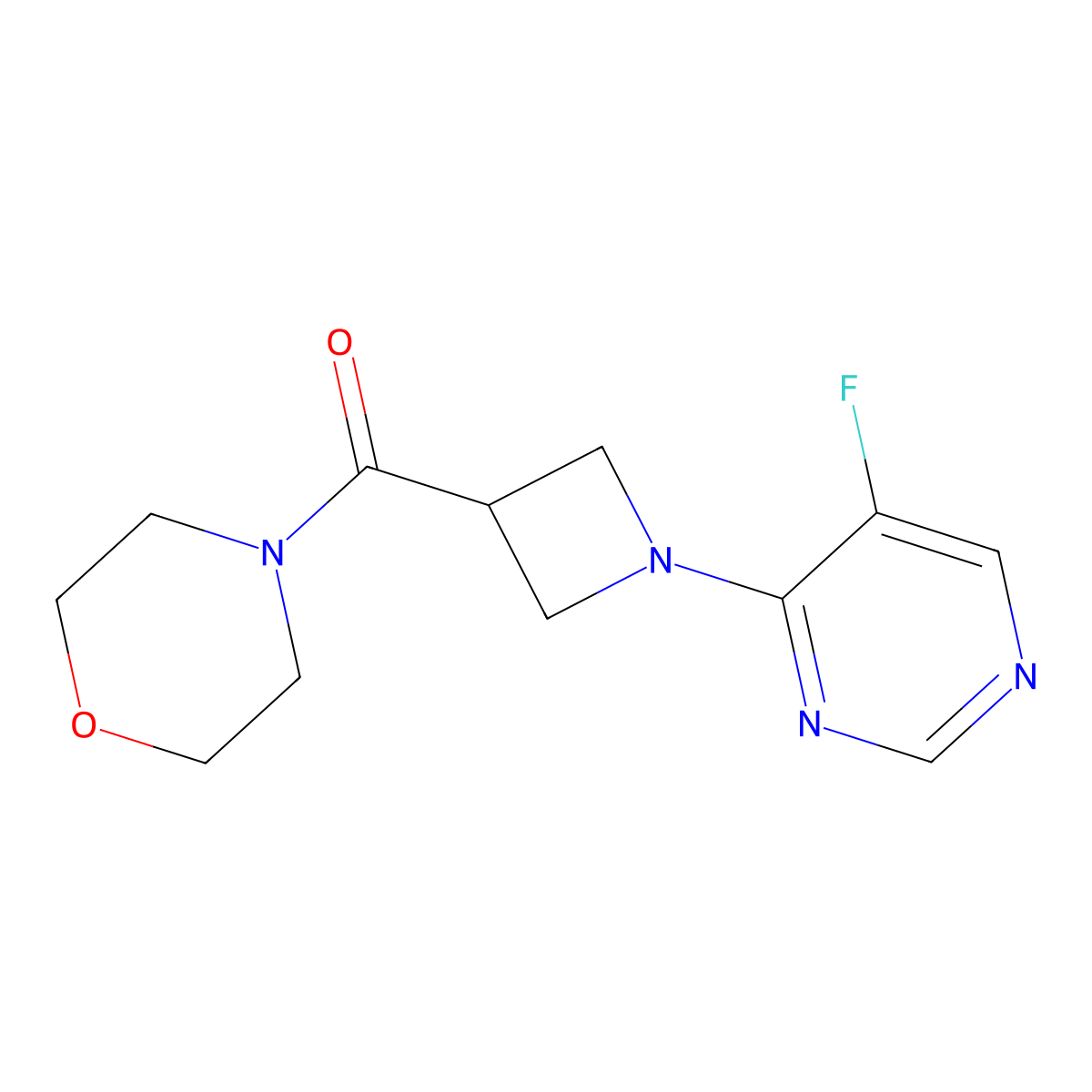 4-[1-(5-Fluoropyrimidin-4-yl)azetidine-3-carbonyl]morpholine molecular structure, CAS 2770614-76-9
