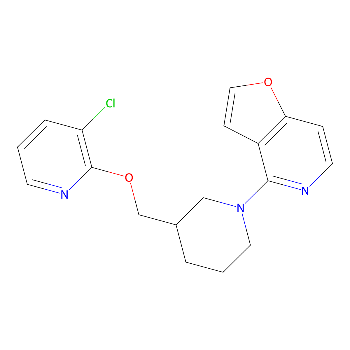 3-Chloro-2-[(1-{furo[3,2-c]pyridin-4-yl}piperidin-3-yl)methoxy]pyridine molecular structure, CAS 2770614-78-1