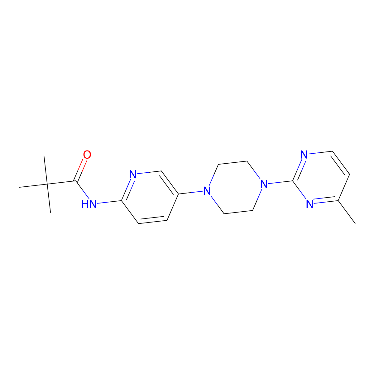 2,2-dimethyl-N-{5-[4-(4-methylpyrimidin-2-yl)piperazin-1-yl]pyridin-2-yl}propanamide molecular structure, CAS 2770614-81-6