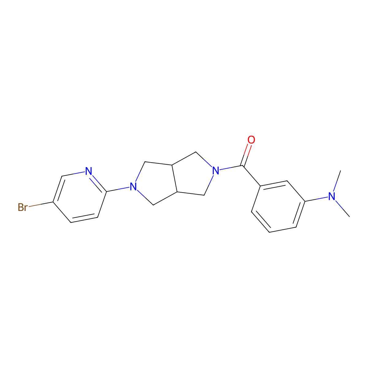 3-[5-(5-bromopyridin-2-yl)-octahydropyrrolo[3,4-c]pyrrole-2-carbonyl]-N,N-dimethylaniline molecular structure, CAS 2770614-84-9