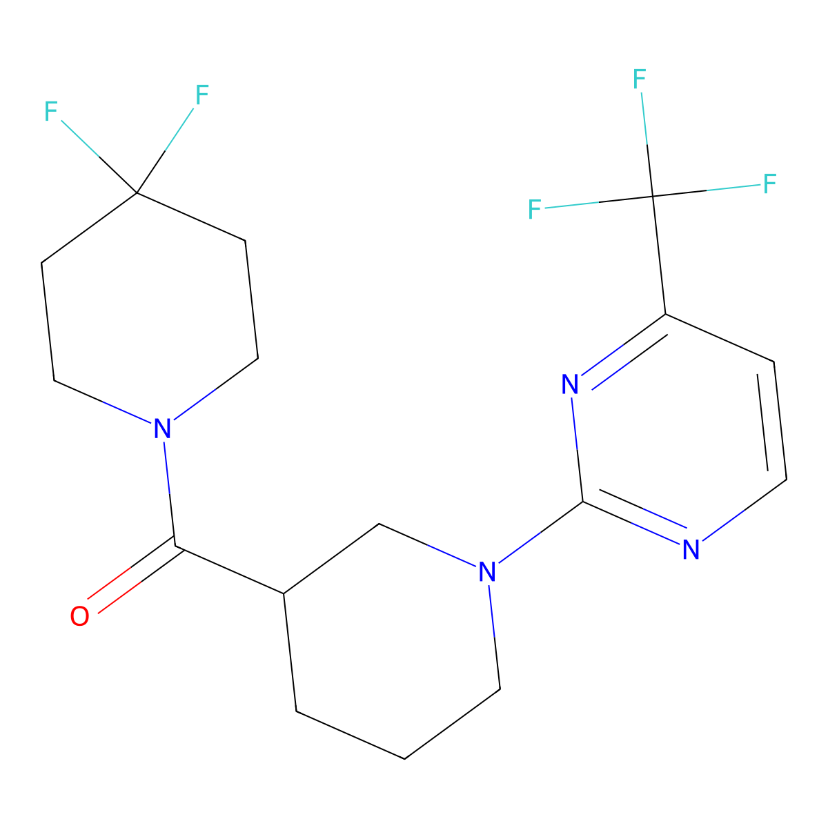 2-[3-(4,4-Difluoropiperidine-1-carbonyl)piperidin-1-yl]-4-(trifluoromethyl)pyrimidine molecular structure, CAS 2770614-86-1