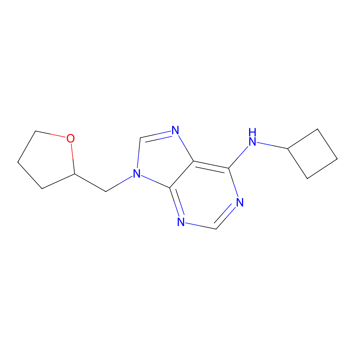 N-cyclobutyl-9-[(oxolan-2-yl)methyl]-9H-purin-6-amine molecular structure, CAS 2770614-87-2