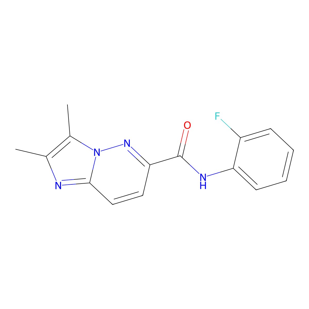 N-(2-fluorophenyl)-2,3-dimethylimidazo[1,2-b]pyridazine-6-carboxamide molecular structure, CAS 2770614-88-3
